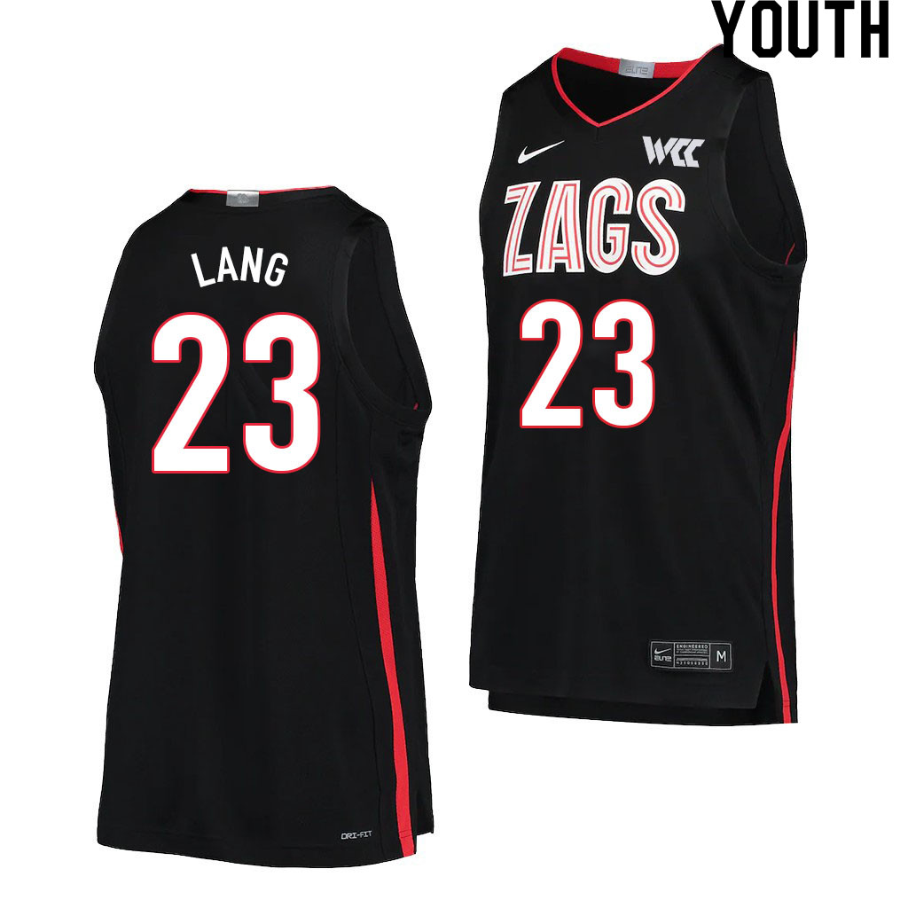 Youth #23 Matthew Lang Gonzaga Bulldogs College Basketball Jerseys Sale-Black - Click Image to Close